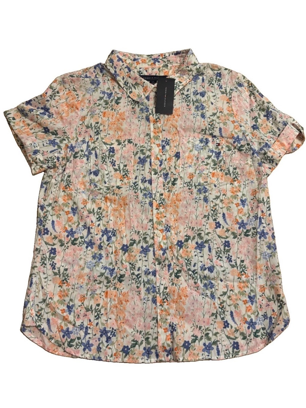 Tommy Hilfiger Floral Short-Sleeve Button-Up Shirt - Large